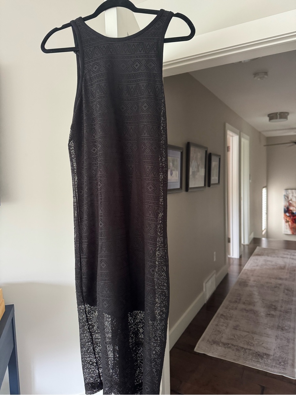 Black Lace Dress - Sleeveless Overlay Lace Panel